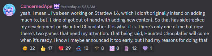 Haunted Chocolatier dev admits "maybe announced too early" amid Stardew Valley updates 2